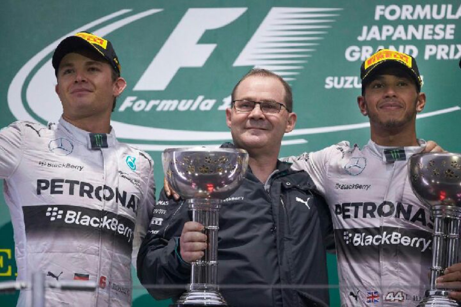 Peter Hodgkinson on the podium at the Japanese Grand Prix
