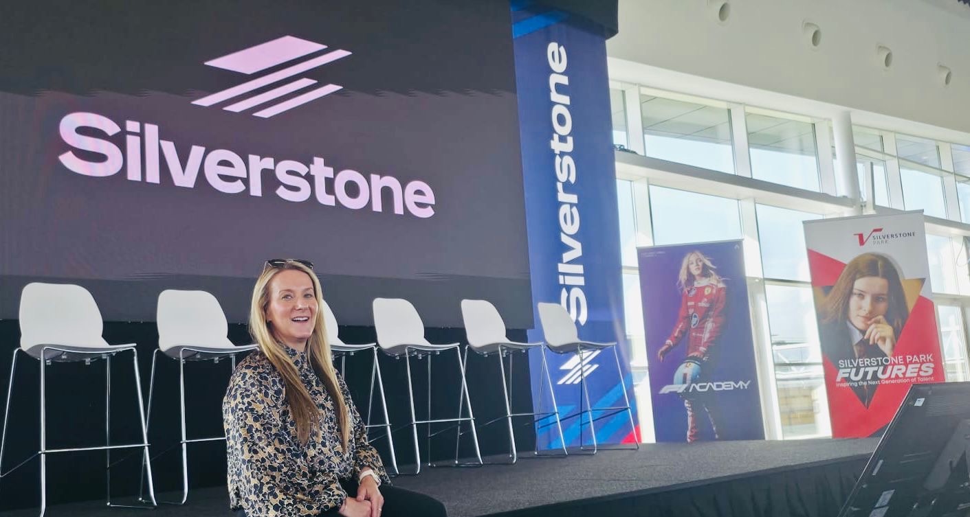 Carla Crocombe at Silverstone Futures inspiring students about STEM careers in motorsport